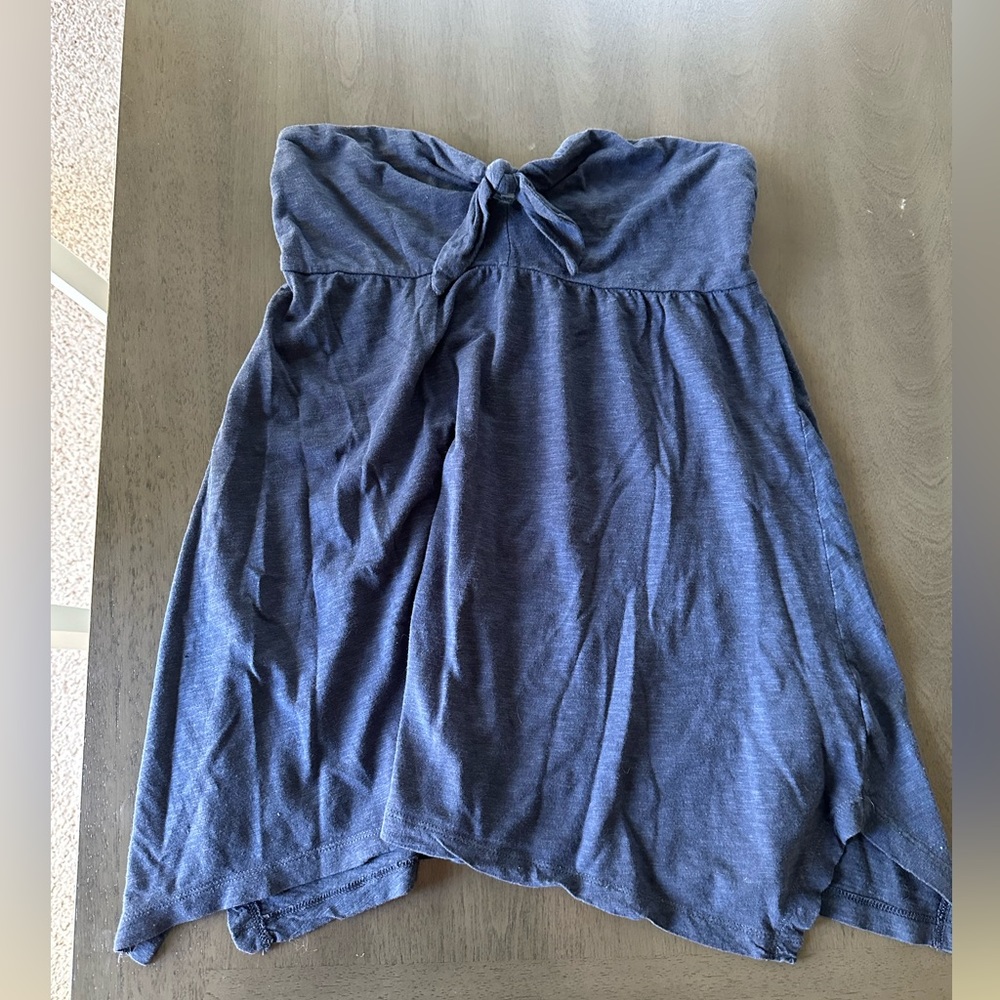 American Eagle Strapless Tunic Shirt With Tie In The Front. Size S. Navy Blue.